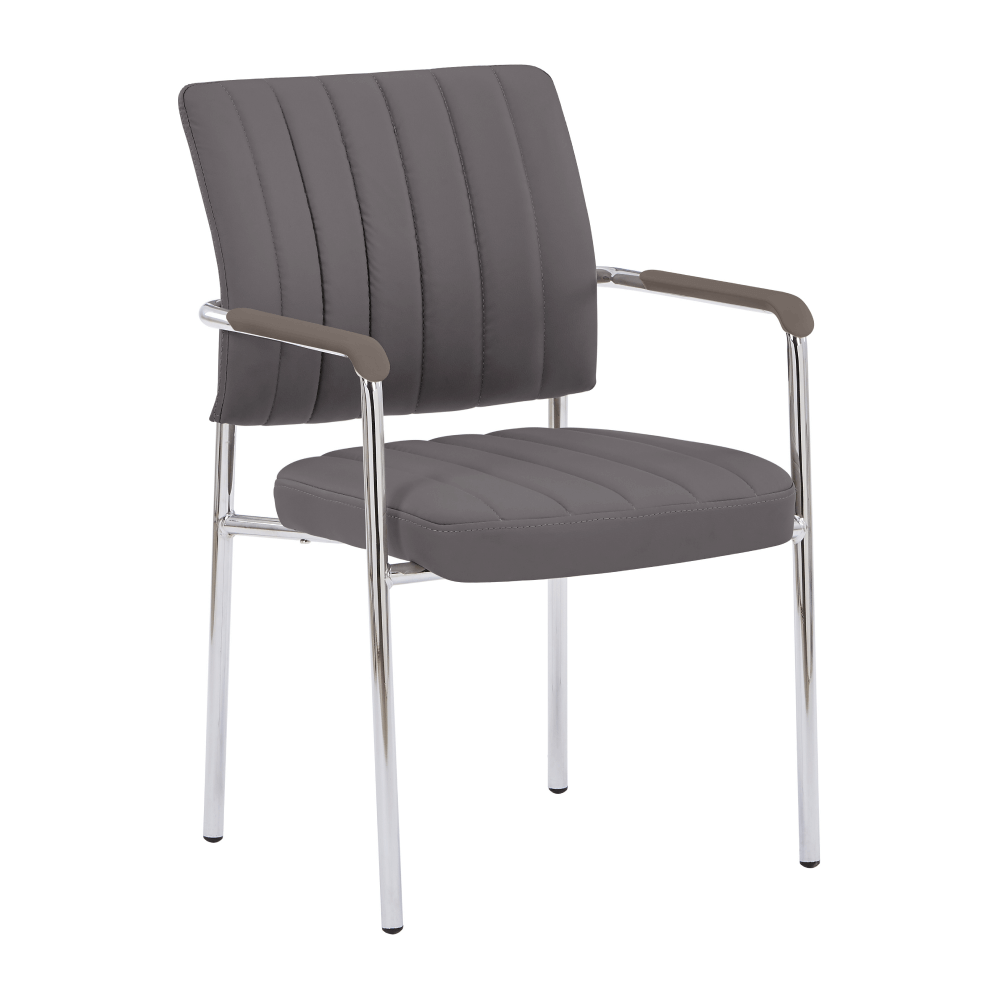 Scaun de sedinta FLORIN, gri-brun Taupe, piele ecologica/crom