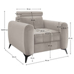 Fotoliu de relaxare Barelo – schiță cu dimensiuni