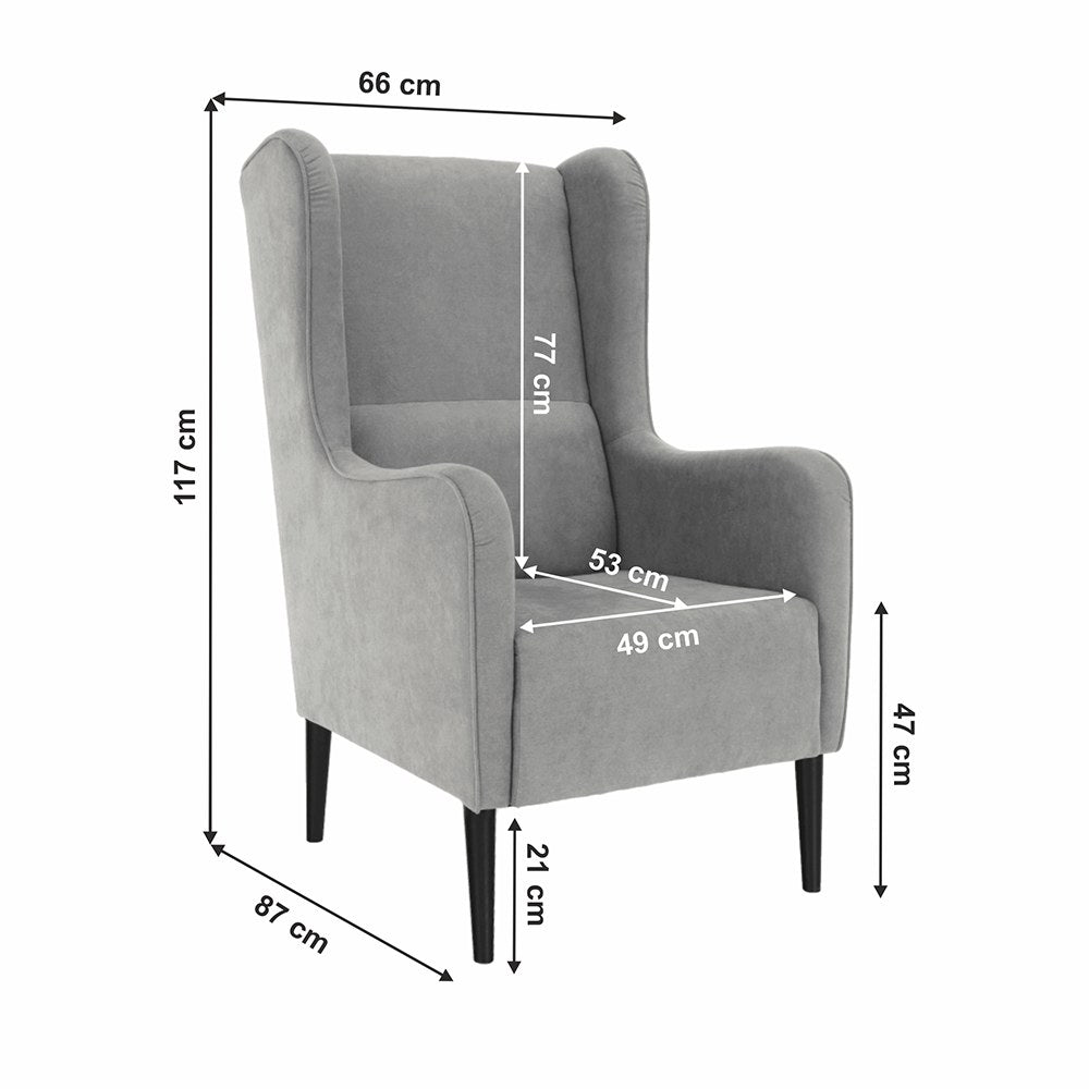 Fotoliu de relaxare Bredly – schiță cu dimensiuni