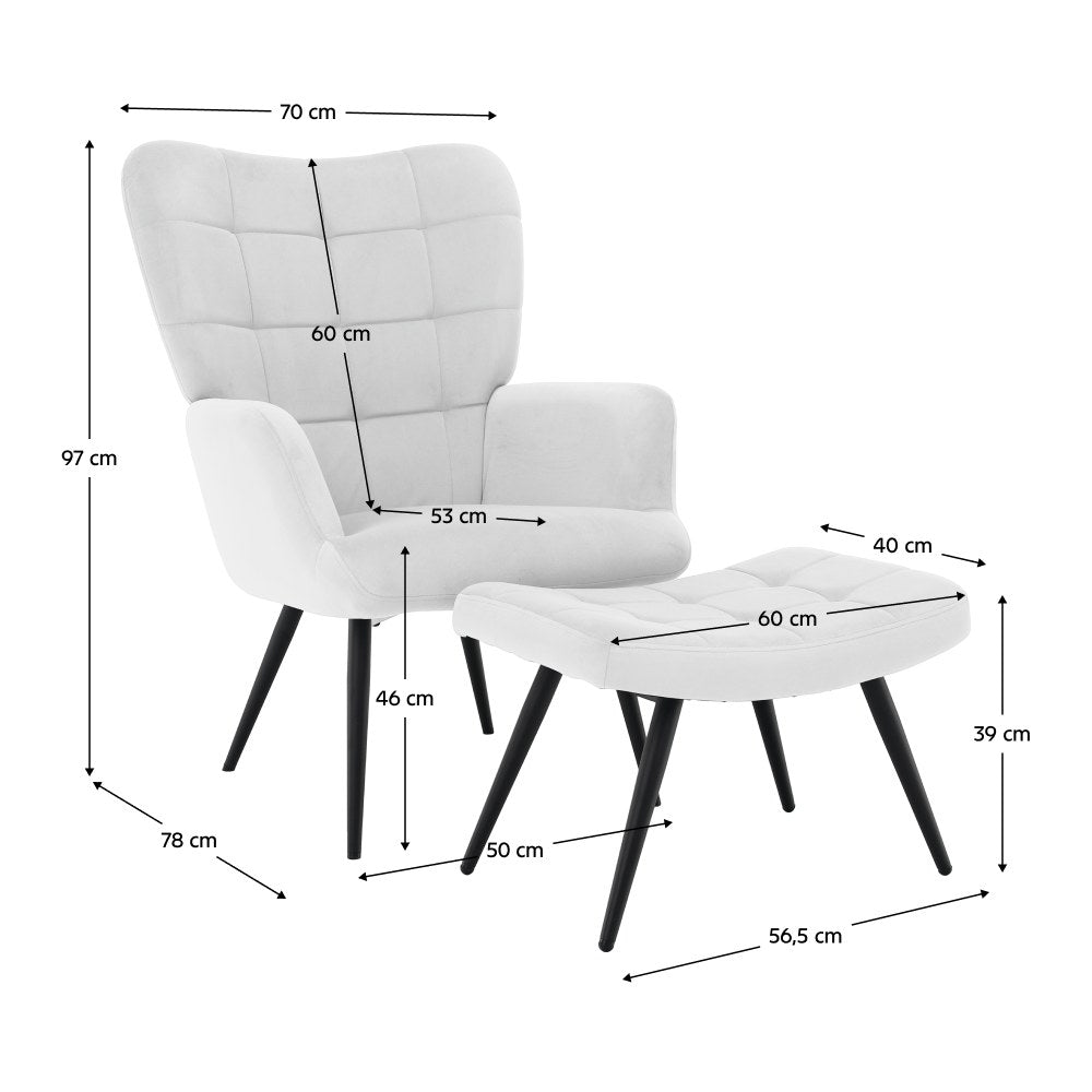 Fotoliu de relaxare Haben – schiță cu dimensiuni
