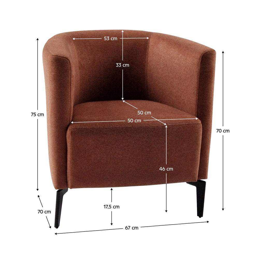 Fotoliu de relaxare Kapy – schiță cu dimensiuni