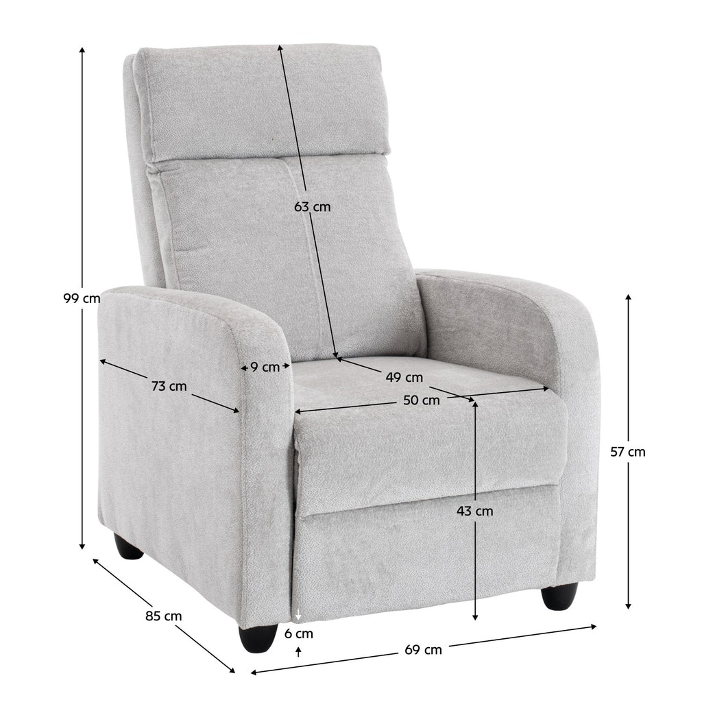 Fotoliu de relaxare Kreso – schiță cu dimensiuni