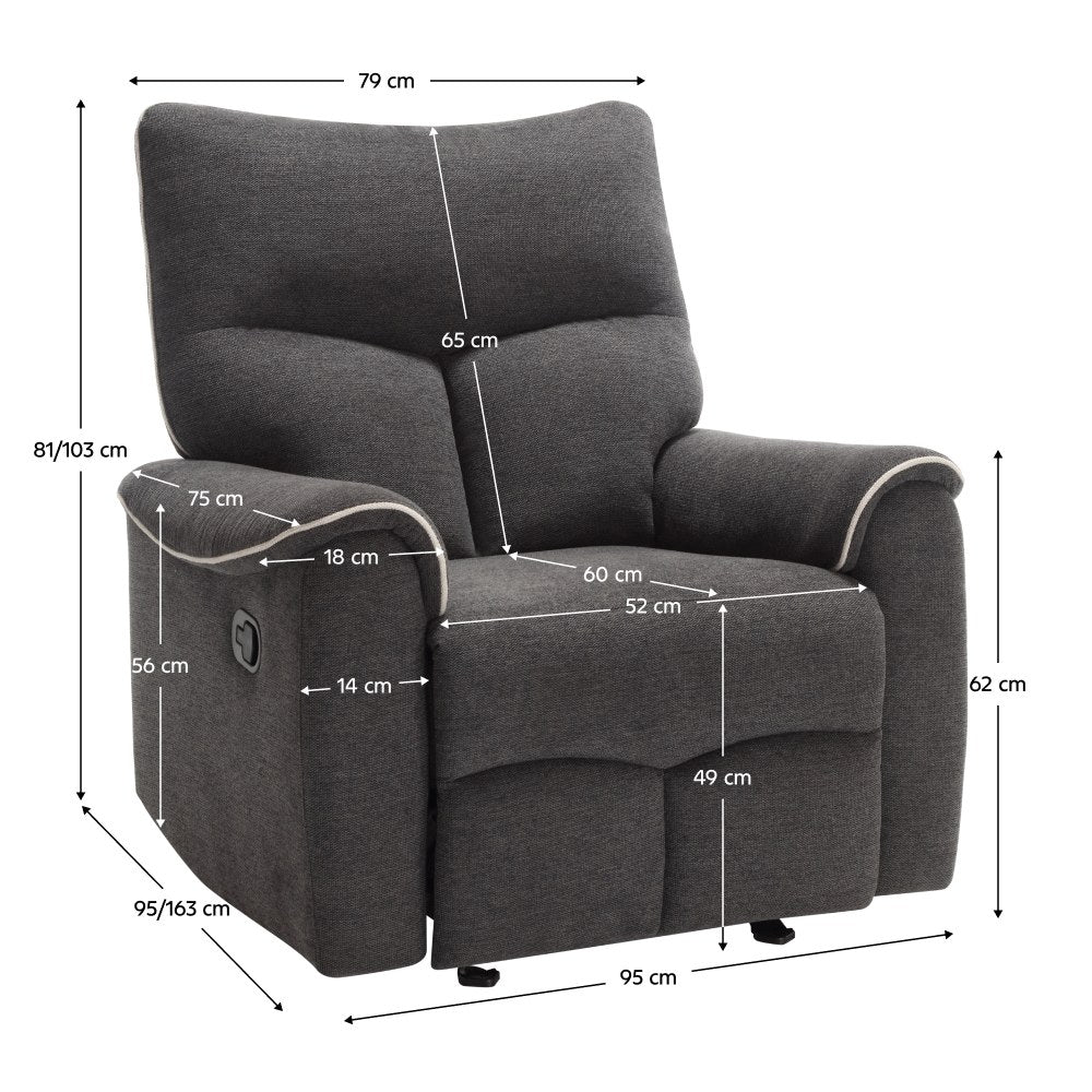 Fotoliu de relaxare Nader – schiță cu dimensiuni