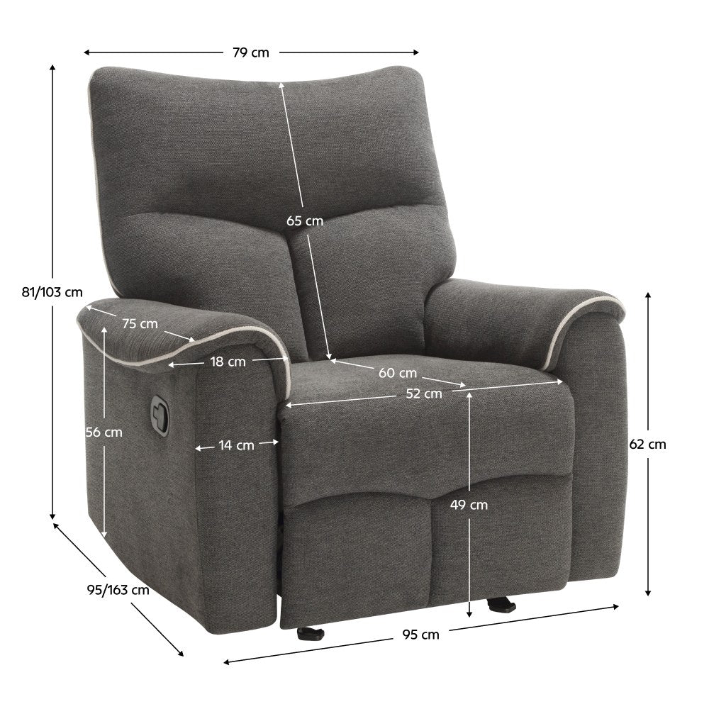 Fotoliu de relaxare Nader – schiță cu dimensiuni