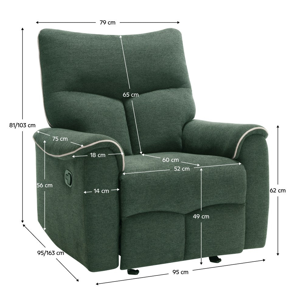 Fotoliu de relaxare Nader – schiță cu dimensiuni
