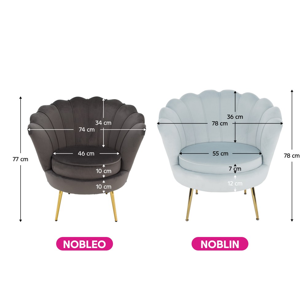 Fotoliu de relaxare Noblin – schiță cu dimensiuni
