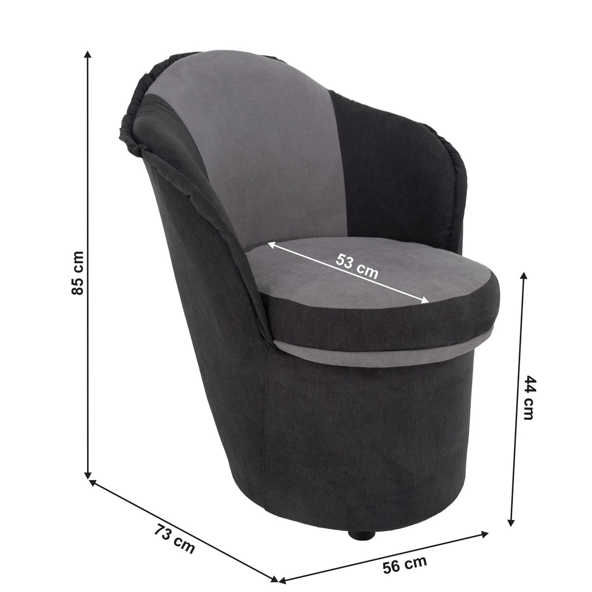 Fotoliu de relaxare Persi – schiță cu dimensiuni