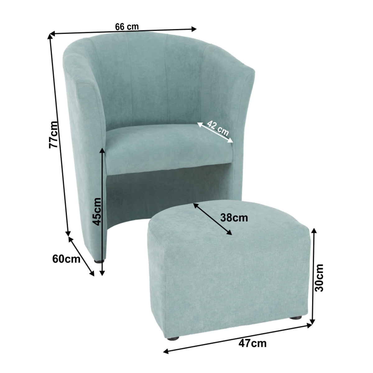 Fotoliu de relaxare Rose – schiță cu dimensiuni