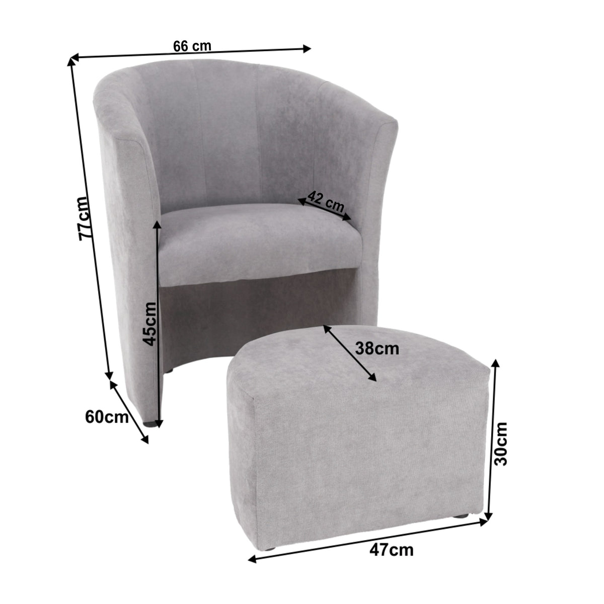 Fotoliu de relaxare Rose – schiță cu dimensiuni
