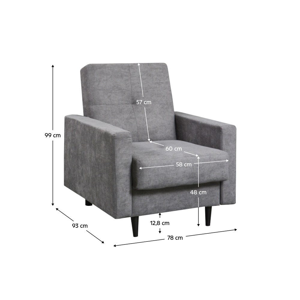 Fotoliu de relaxare Valdo – schiță cu dimensiuni