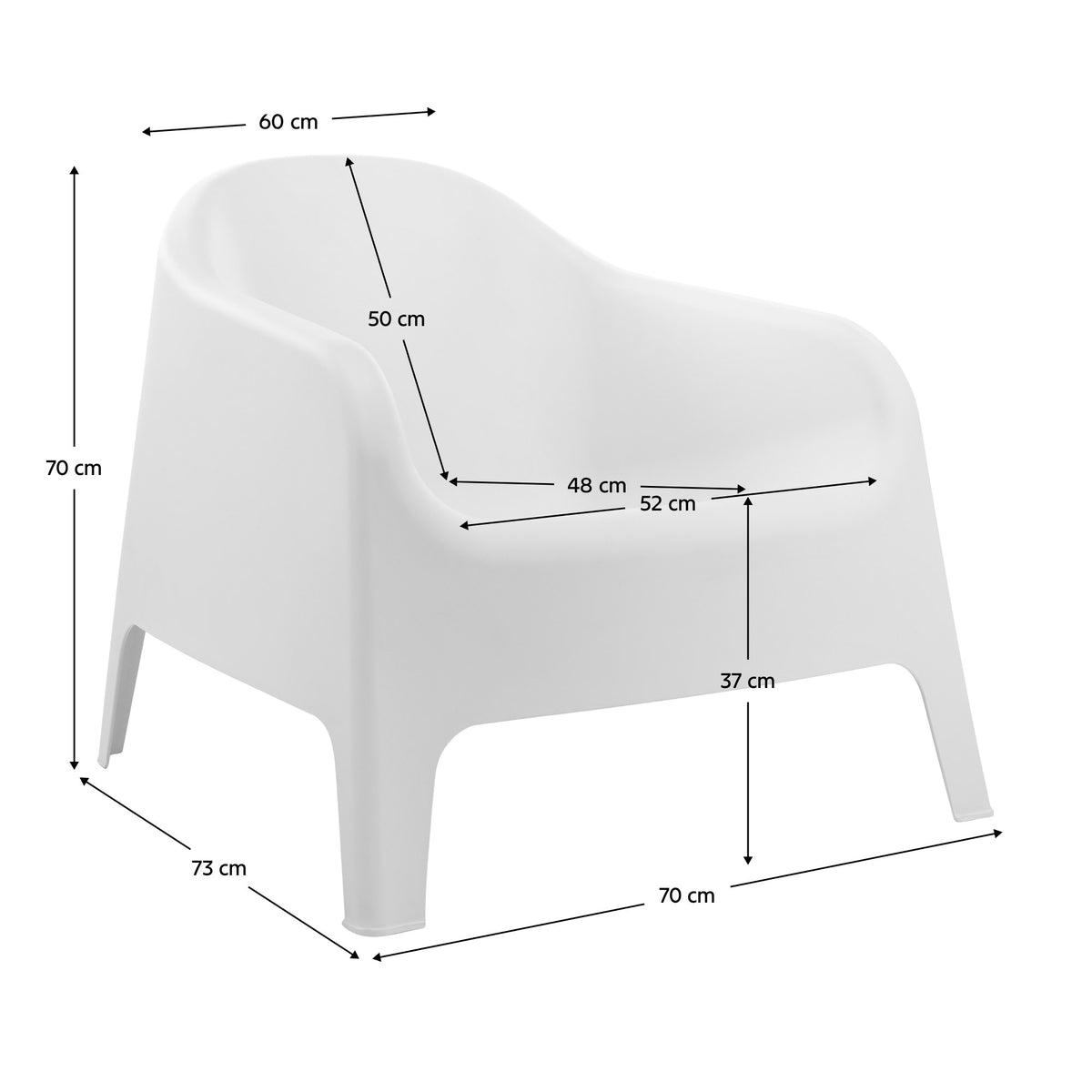 Fotoliu Sokra – schiță cu dimensiuni