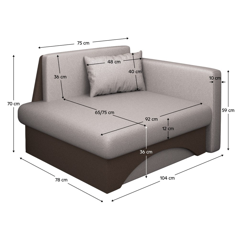 Fotoliu Uni – schiță cu dimensiuni