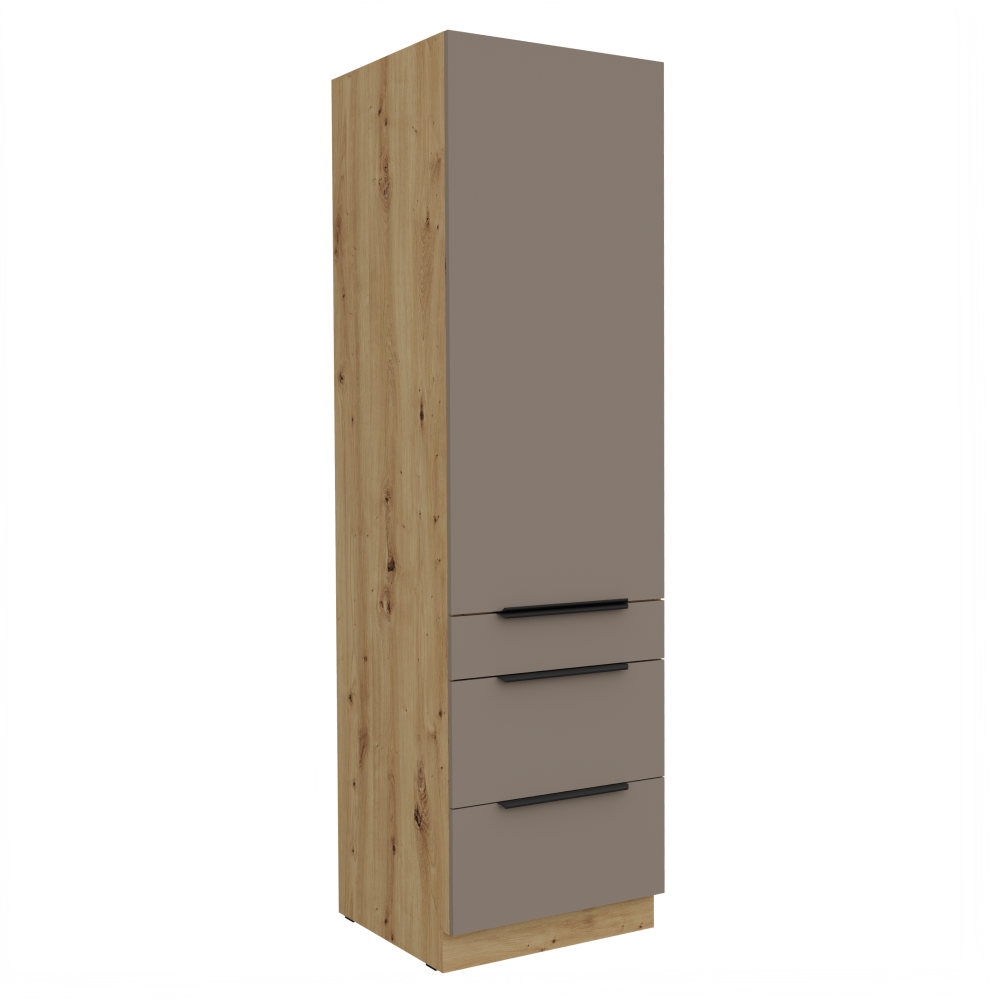 Dulap inalt FRISBO 60 DKS-210 3S1F, sandgrau/stejar artisan