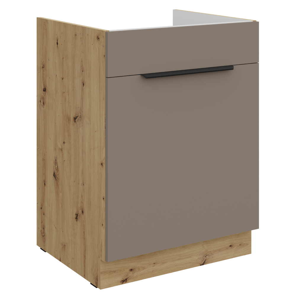 Dulap pentru chiuveta FRISBO 60 ZL 1S BB, sandgrau/stejar artisan
