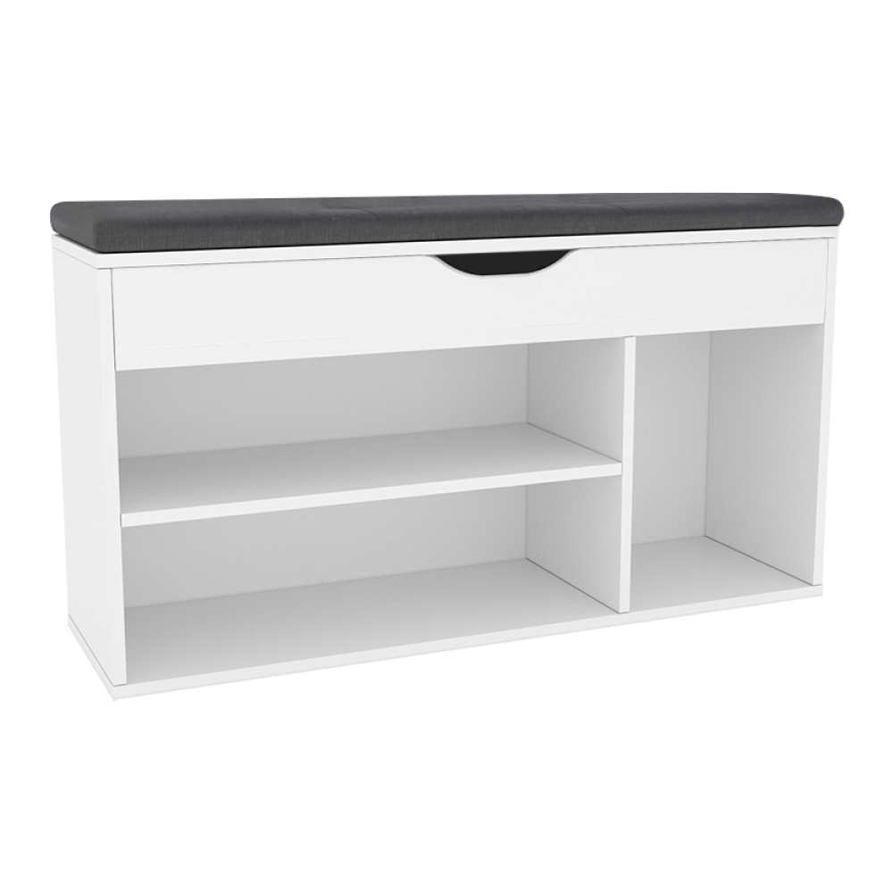 Suport pentru pantofi cu banca FUDDY NEW, alba