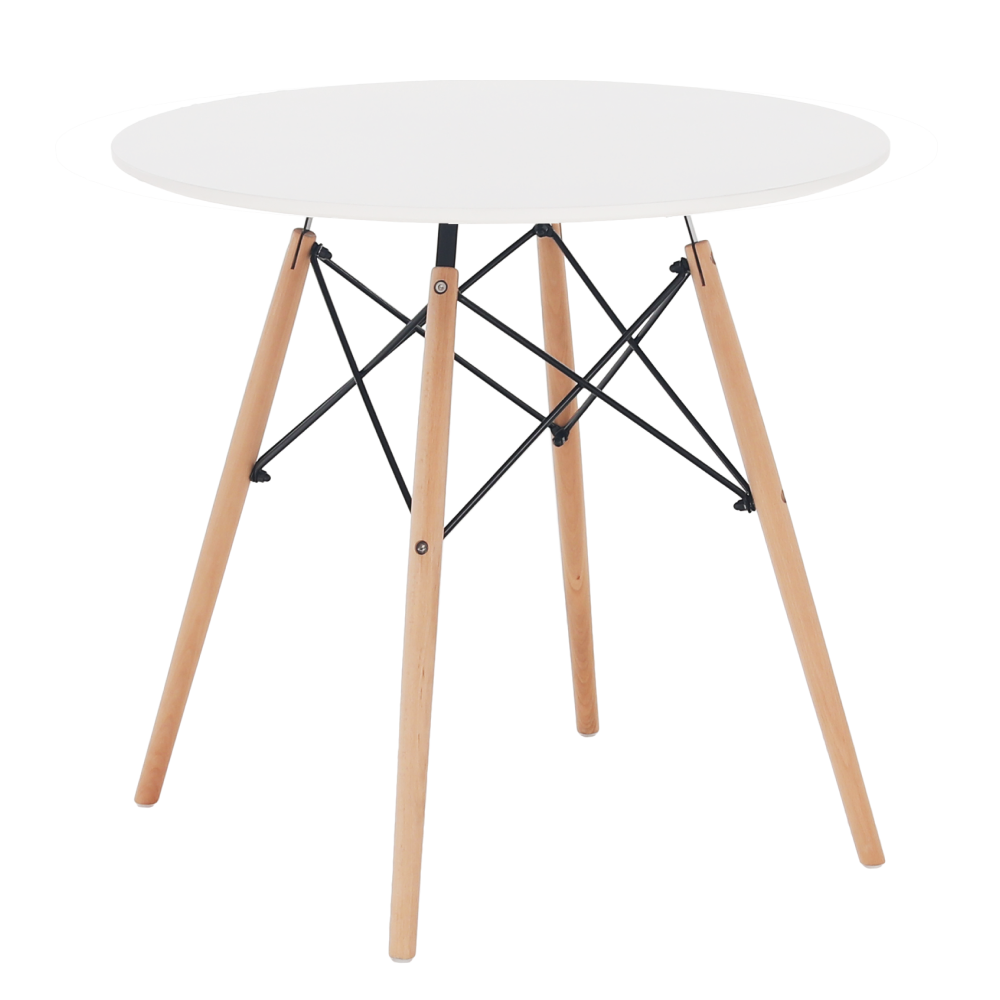 Masa dining GAMIN NEW 60, alb/fag, diametru 60 cm