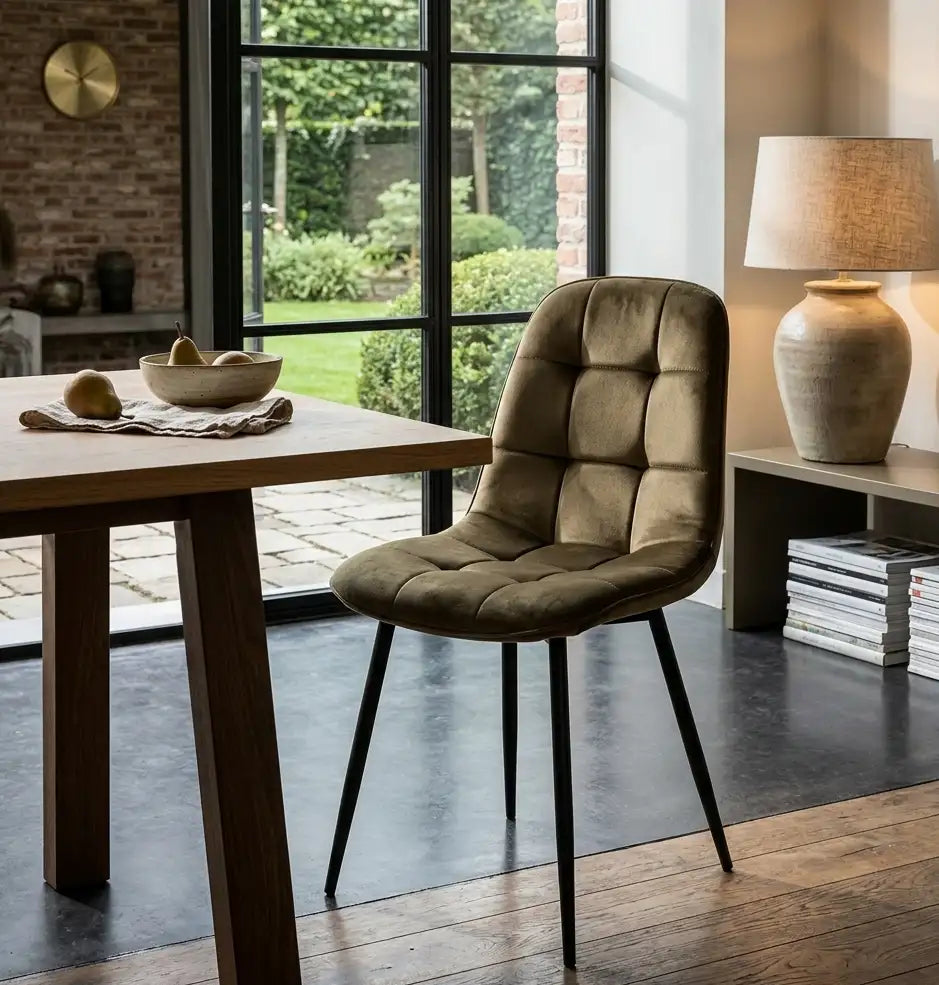 Scaun living din catifea si picioare metalice Geanina – Maxinova (imaginea 1)