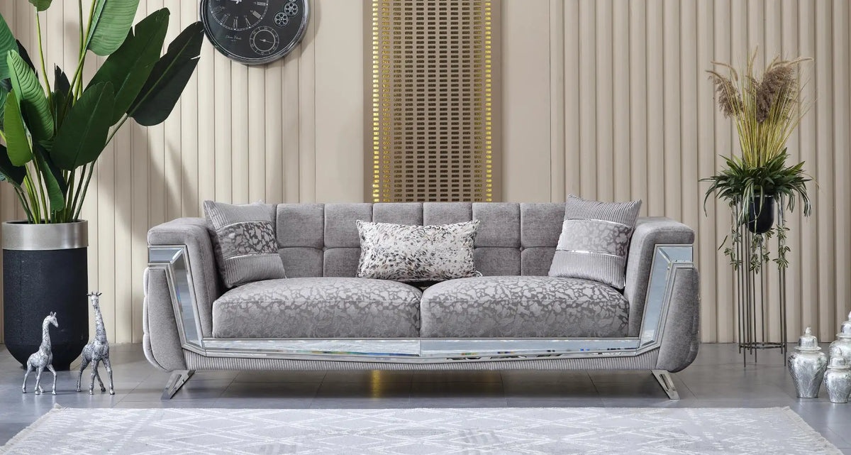 Canapea, extensibila 3 locuri stil Chesterfield Milano, crom – Maxinova (imaginea 1)