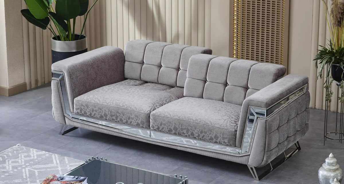 Canapea, extensibila 3 locuri stil Chesterfield Milano, crom – Maxinova (imaginea 4)