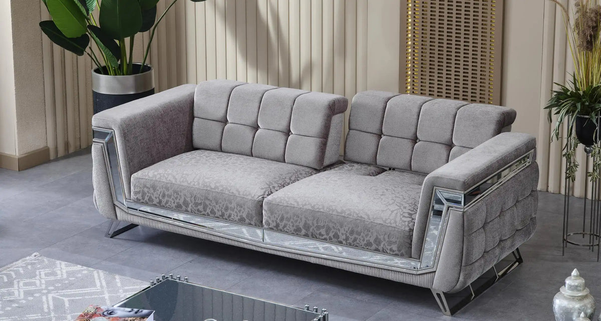 Canapea, extensibila 3 locuri stil Chesterfield Milano, crom – Maxinova (imaginea 5)