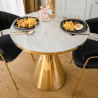 Masa dining GREIS, auriu / marmura alb