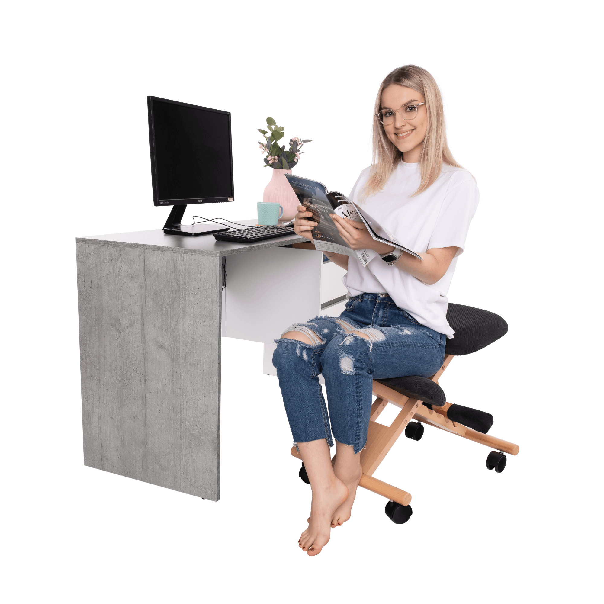 Scaun ergonomic tapitat GROCO, vedere 5