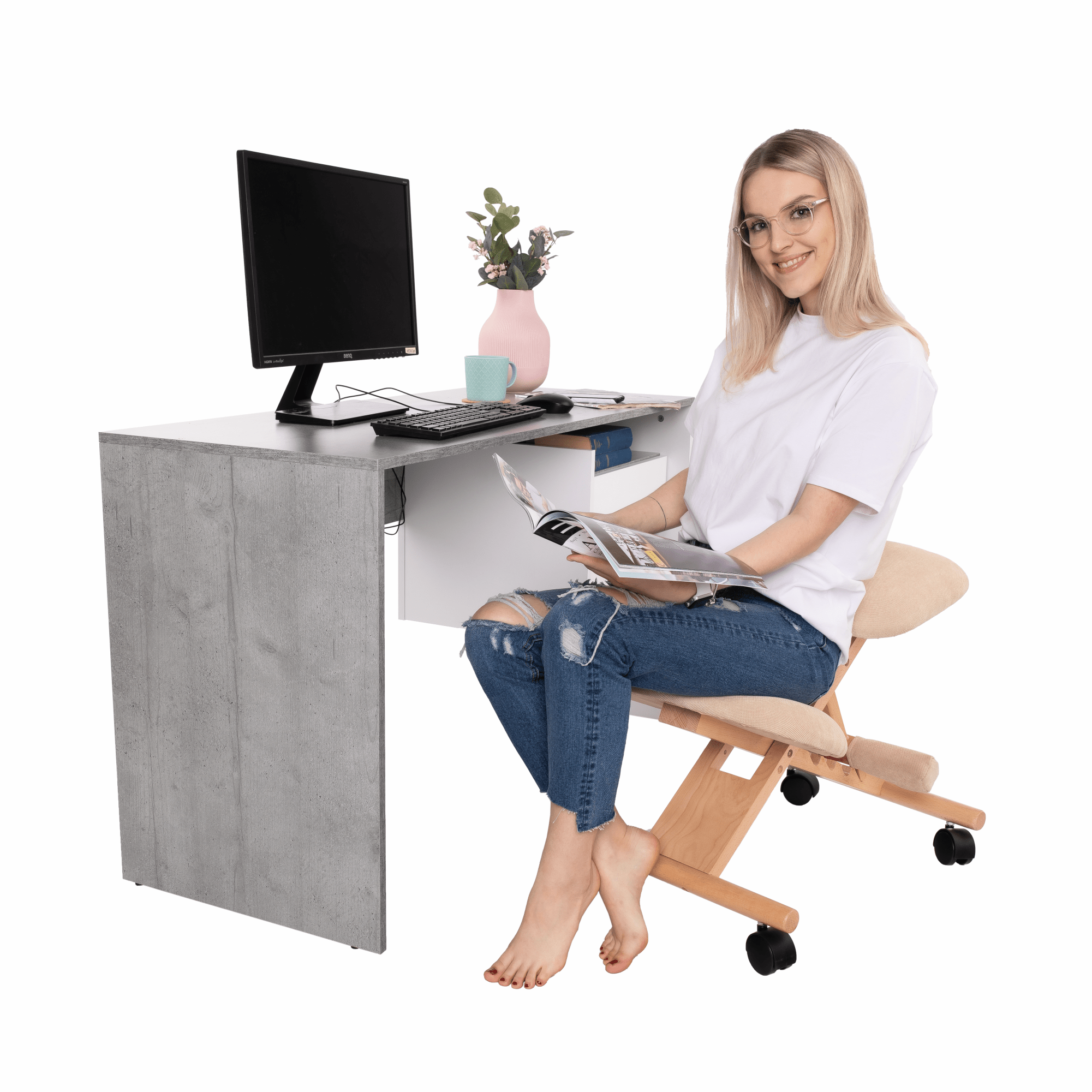 Scaun ergonomic tapitat GROCO, vedere 2
