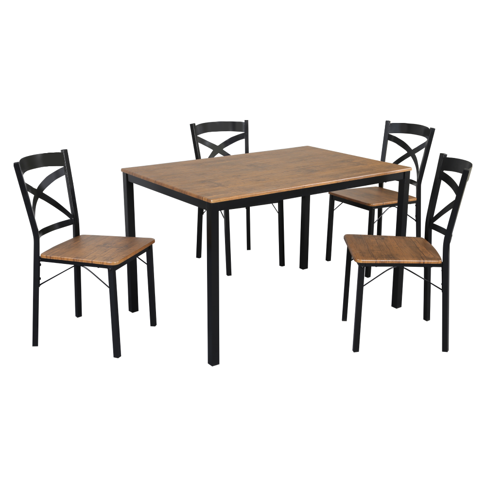 Set de sufragerie 1+4 HAIM, stejar inchis/negru