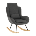 Fotoliu balansoar HARPER, material textil gri/lemn