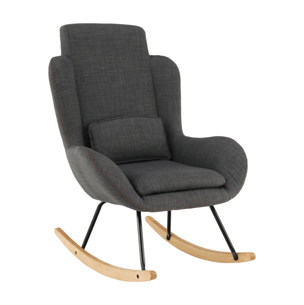 Fotoliu balansoar HARPER, material textil gri/lemn