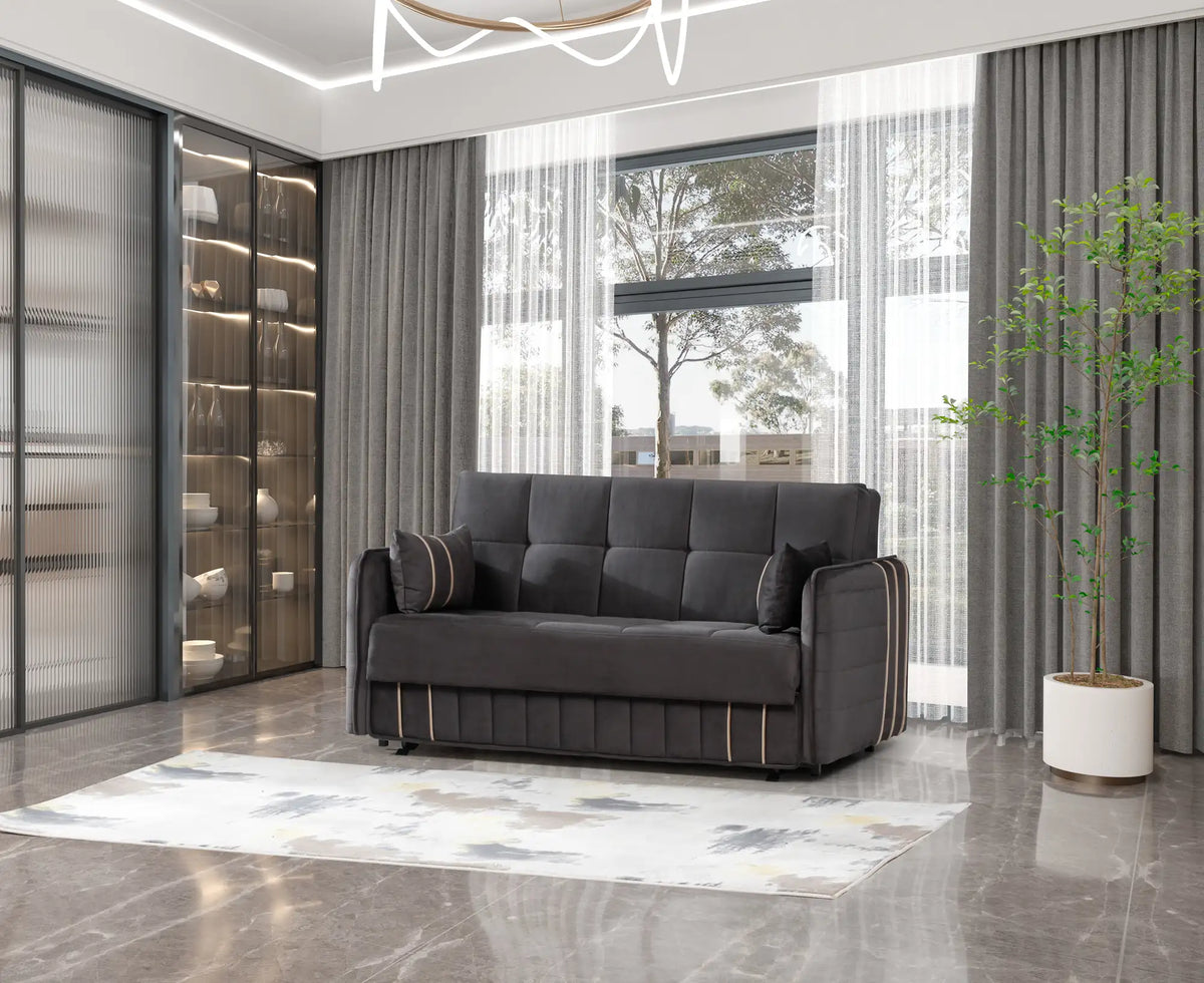 Canapea, extensibila 2 locuri Mondo,gri – Maxinova (imaginea 1)