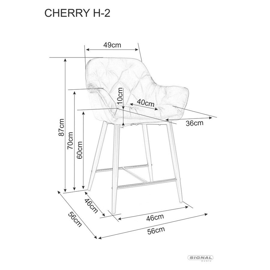 Scaun de bar tapitat CHERRY H-2, vedere 3