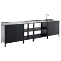 Mobilier de bucatarie de gradina cu 4 piese INES, chiuveta, negru, otel