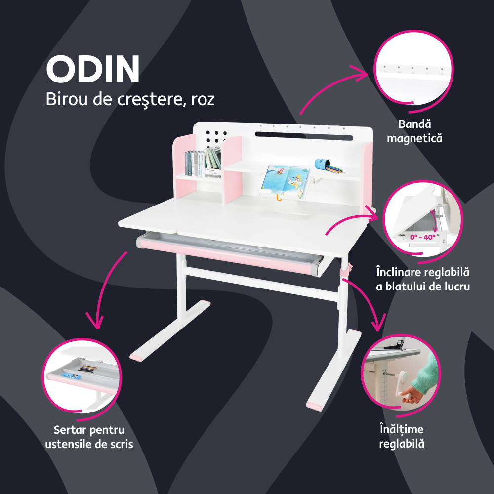 Masa de crestere ODIN, roz / alb