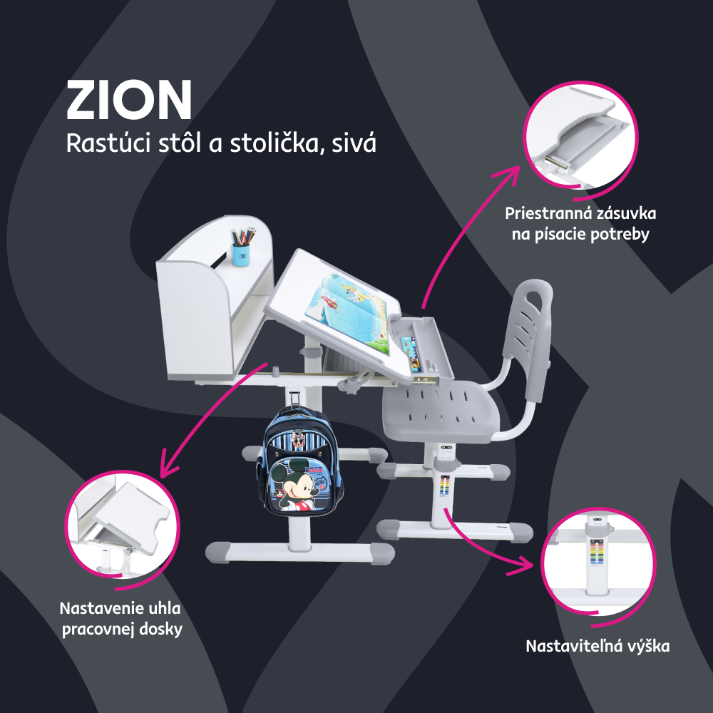 Set masa si scaun pentru copii reglabil ZION, vedere 4