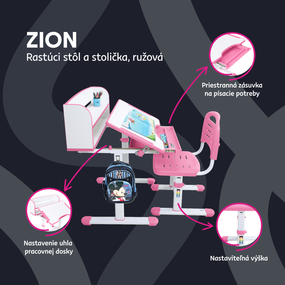 Set masa si scaun pentru copii reglabil ZION, vedere 4