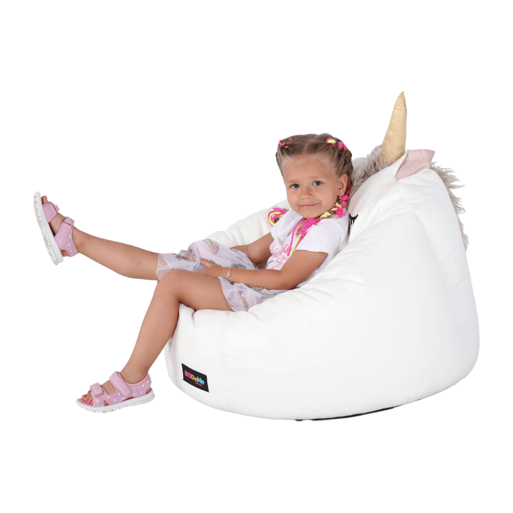 Fotoliu tip sac unicorn INOROG, alb