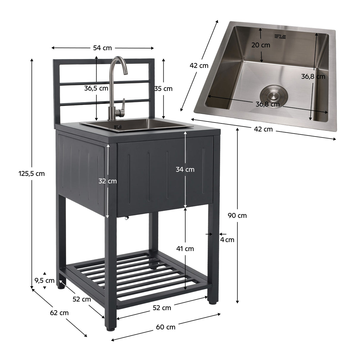 Insulă bucătărie Tanita – schiță cu dimensiuni