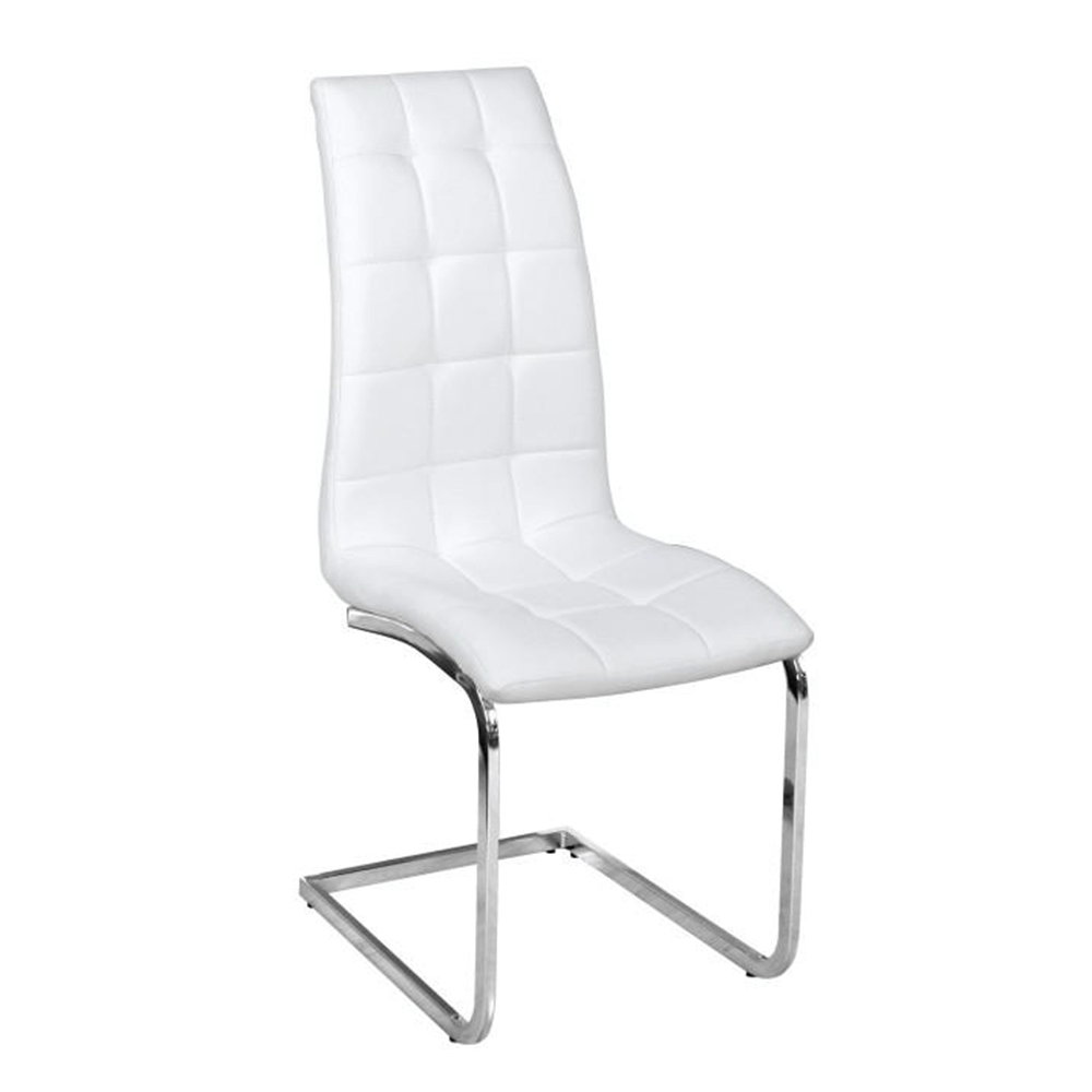 Scaun de bucatarie DULCIA, piele eco alba/crom
