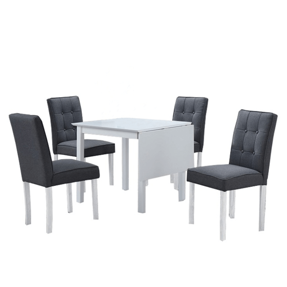 Set dining cu masa pliabila BJORK NEW 1+4, alb/gri