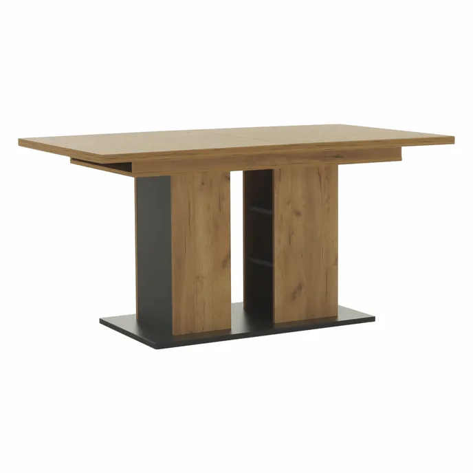 Masa dining FIDEL, stejar craft auriu/grafit gri, 155-204x86 cm