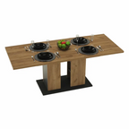 Masa dining FIDEL, stejar kraft auriu / grafit gri