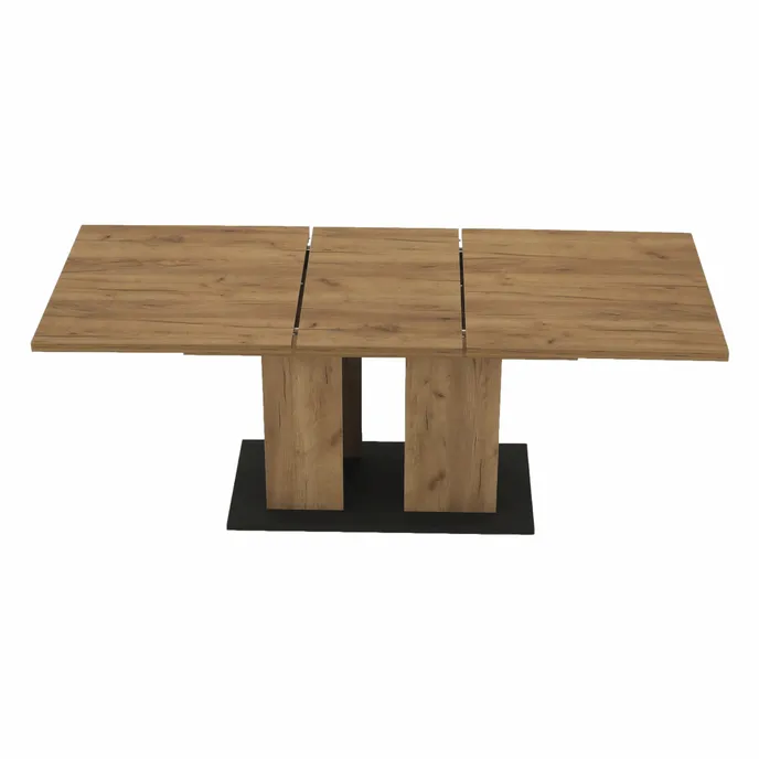 Masa dining FIDEL, stejar kraft auriu / grafit gri