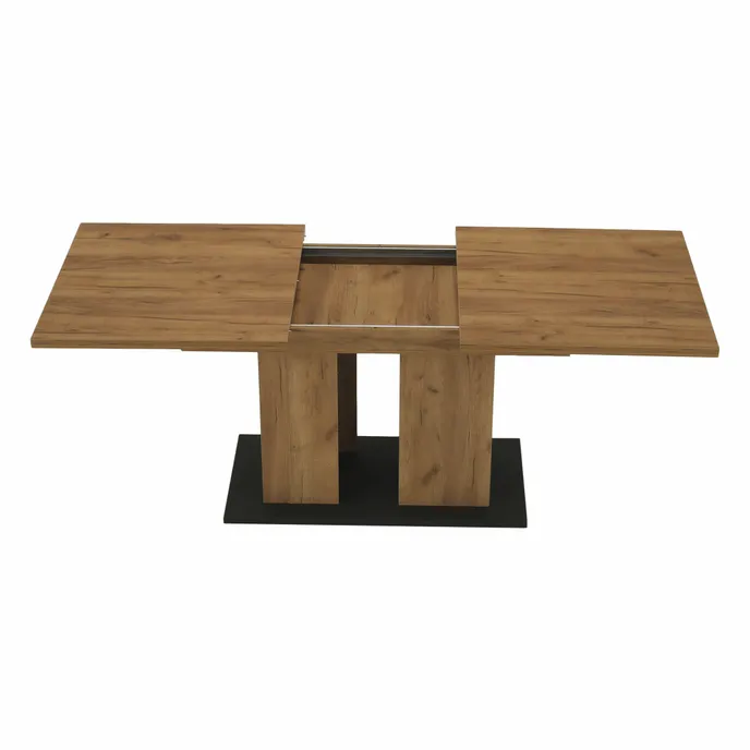 Masa dining FIDEL, stejar kraft auriu / grafit gri