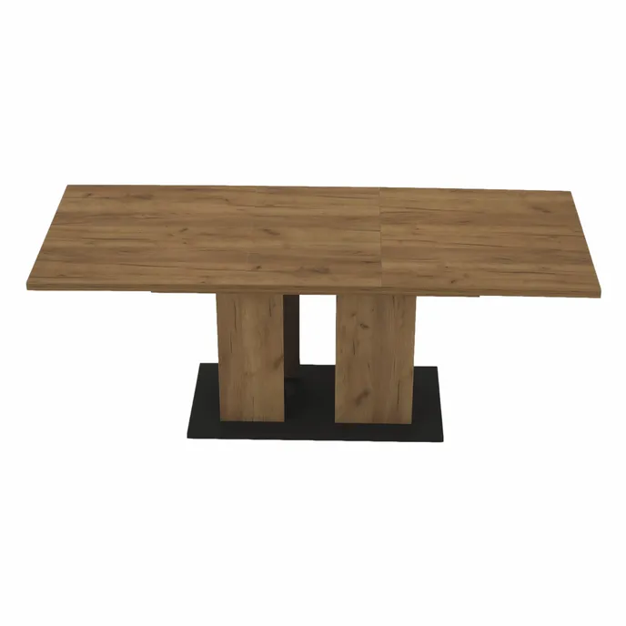 Masa dining FIDEL, stejar kraft auriu / grafit gri