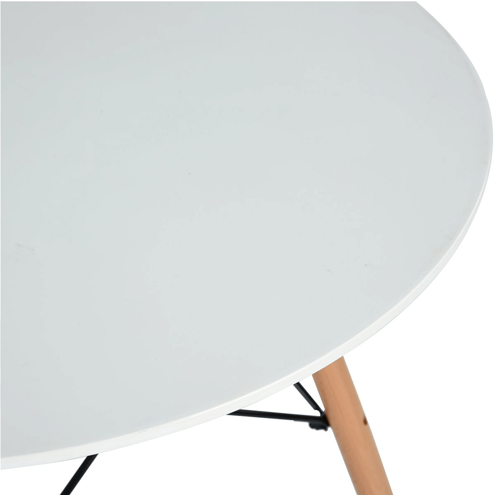 Masa dining DEMIN, alb mat / fag