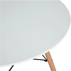 Masa dining DEMIN, alb mat / fag