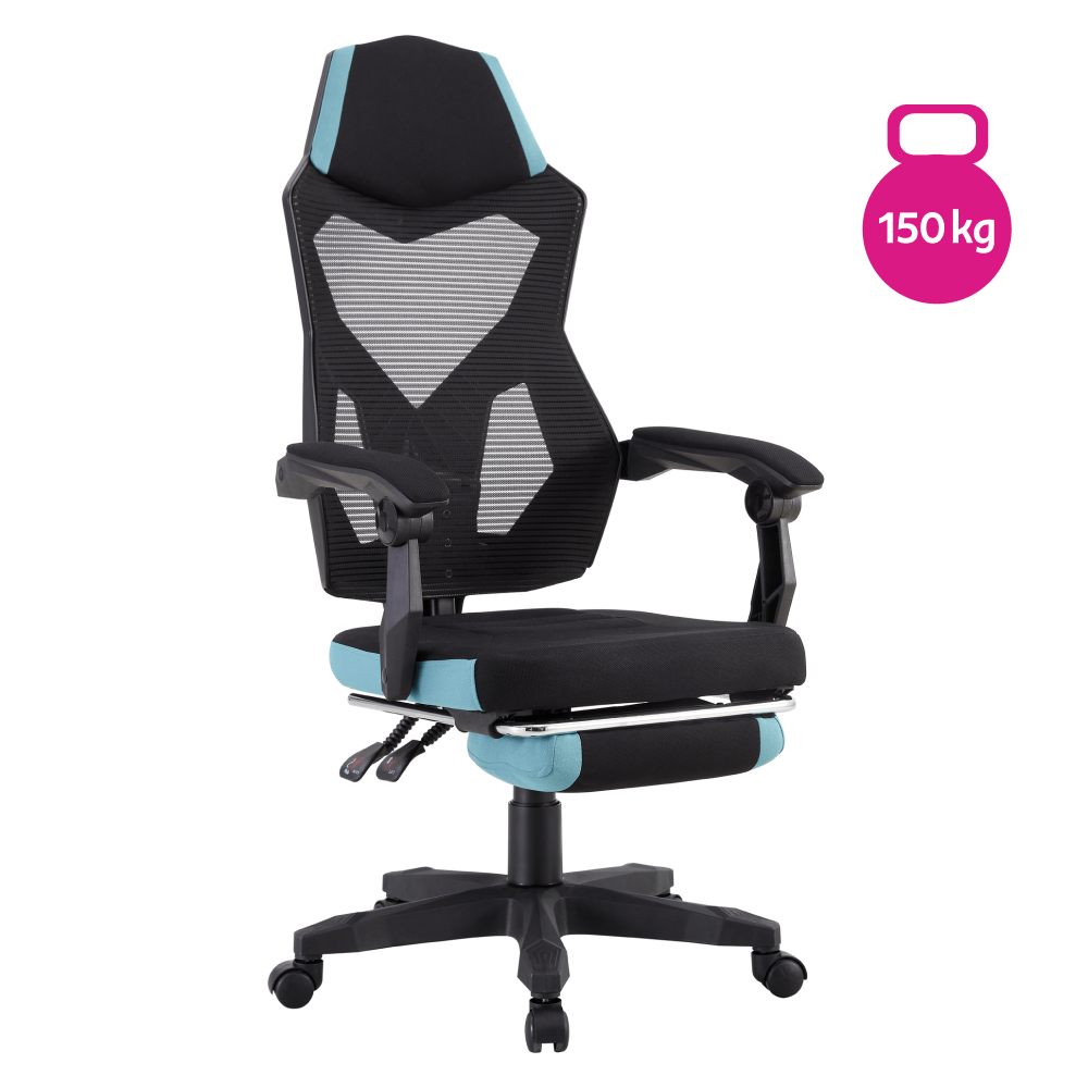 Scaun de birou/gaming JORIK NEW, culoare neagra/neo menta, portanta 150 kg