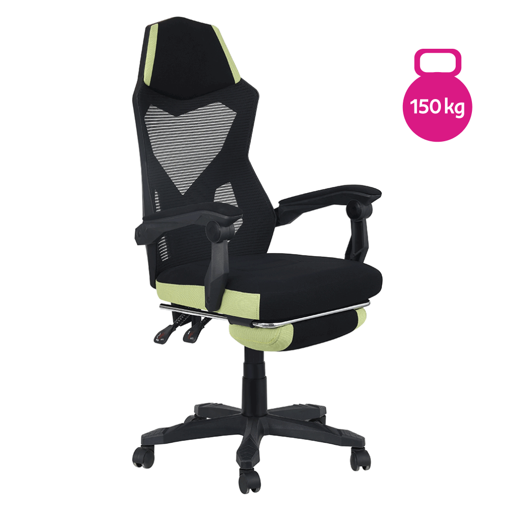 Scaun de birou/joc JORIK, negru/verde, portanta 150 kg