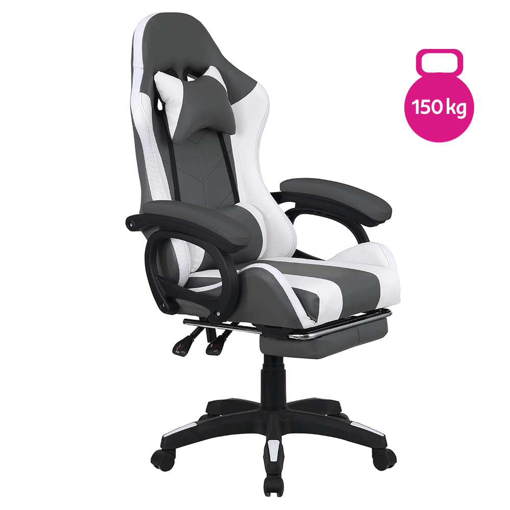 Scaun de birou/joc cu iluminare LED RGB JOVELA, negru/alb